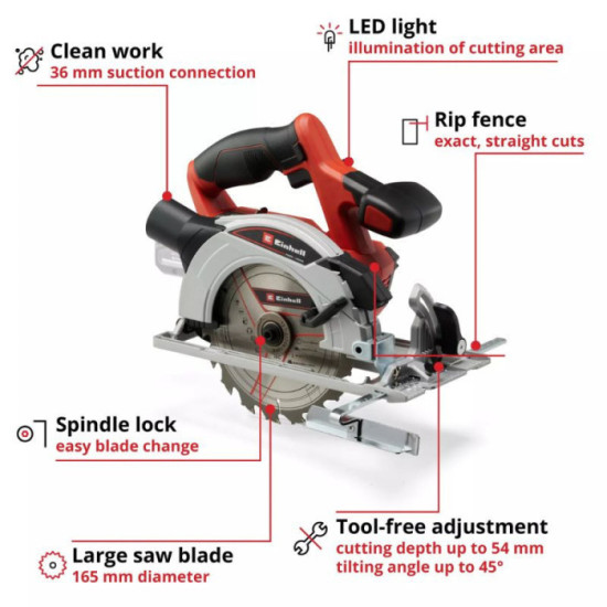 Scie circulaire Einhell TE-CS 18/165-1 Li 18V 165 mm