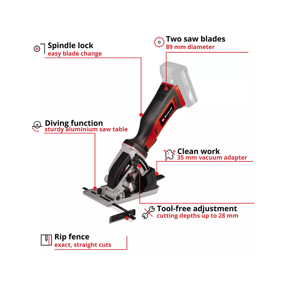 Mini scie circulaire Einhell TE-CS 18/89 Li 18V 89 mm