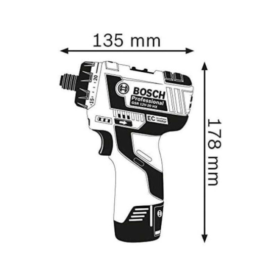 Perceuse-visseuse Bosch GSR12V-20(2x3.0Ah) 12V