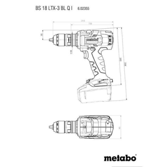 Perceuse visseuse Metabo 602355840 BS 18 LTX-3 BL Q I