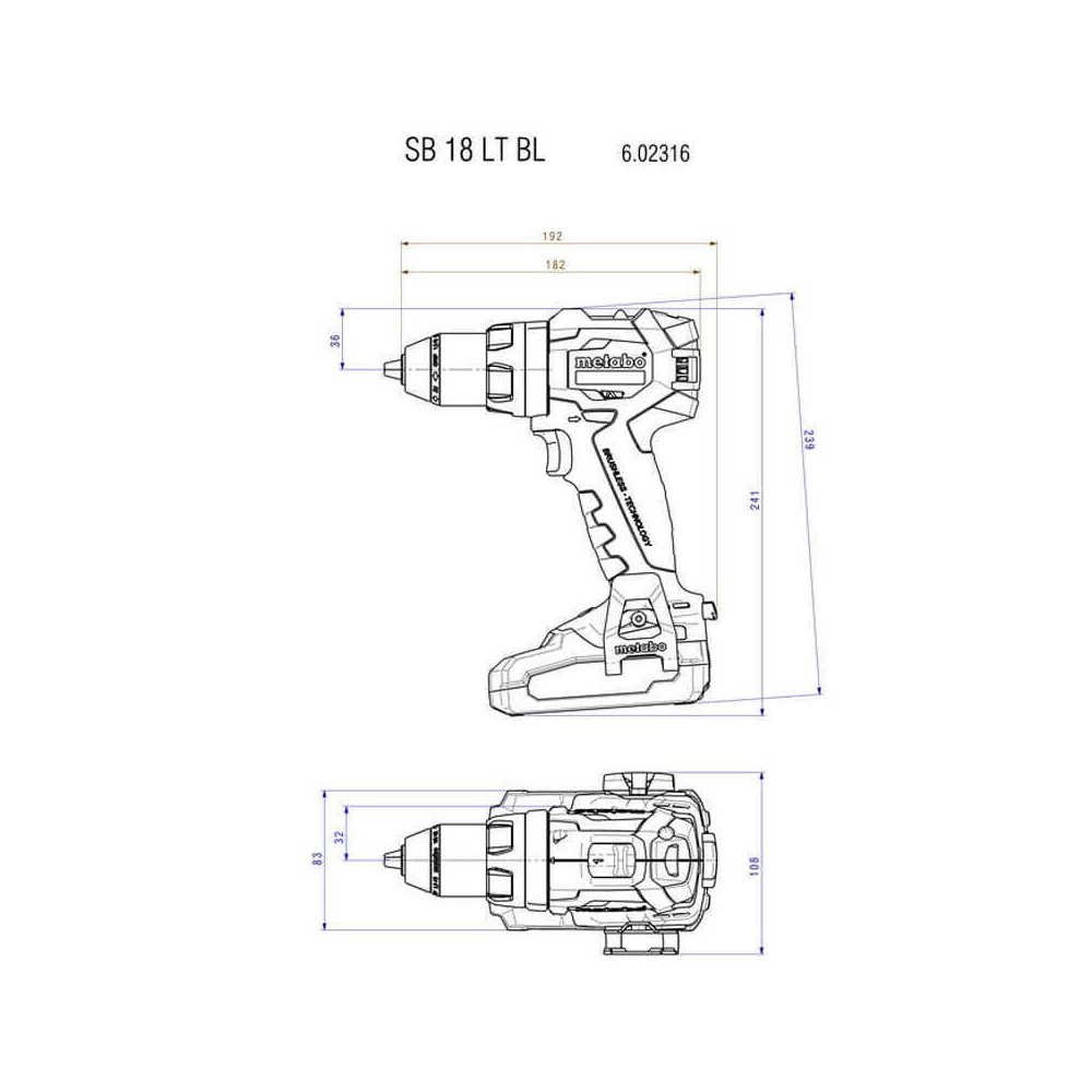 Perceuse à percussion Metabo SB 18 LT BL 602316890
