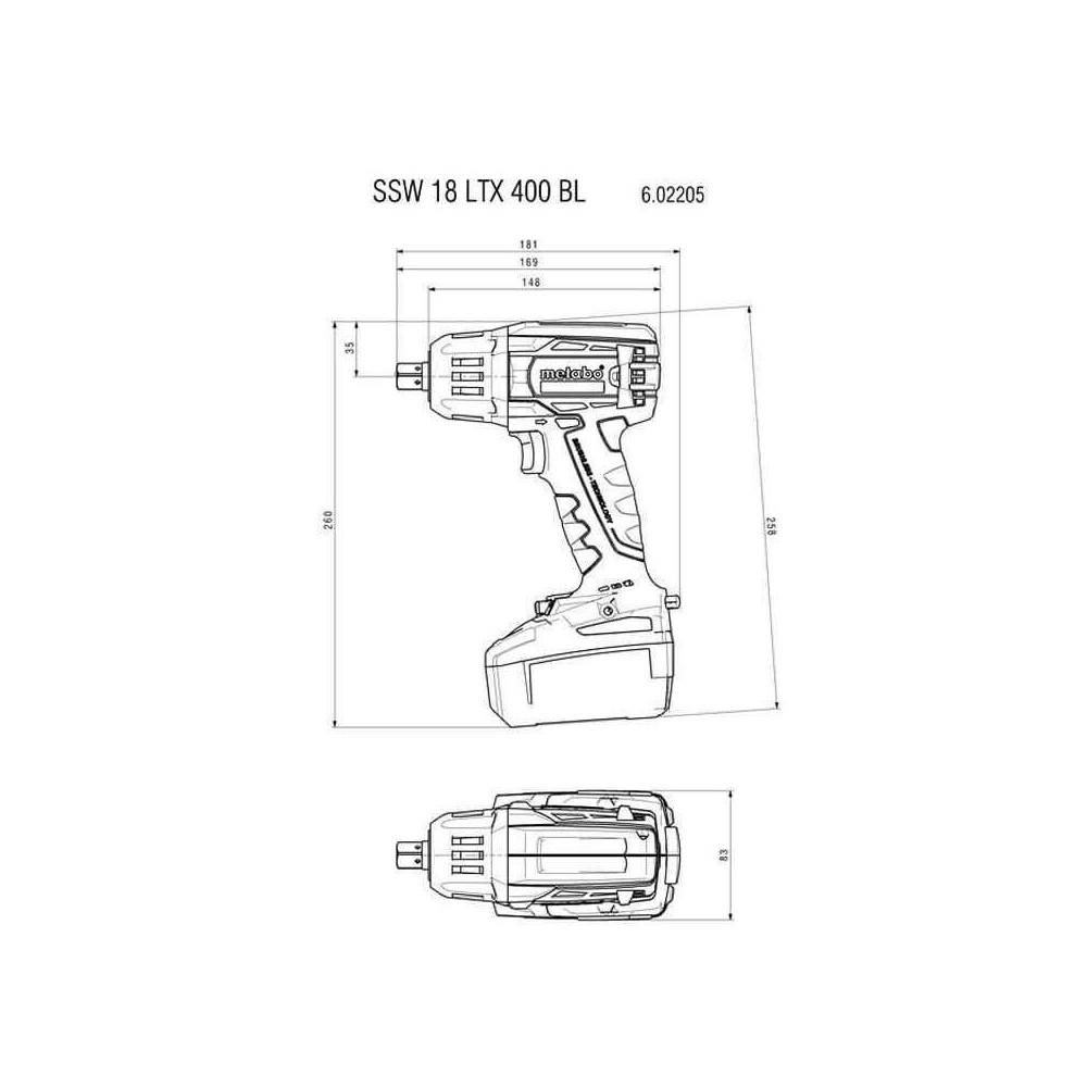 Visseuse à chocs 18V ltx solo SSW18LTX 400 Metabo 602205890