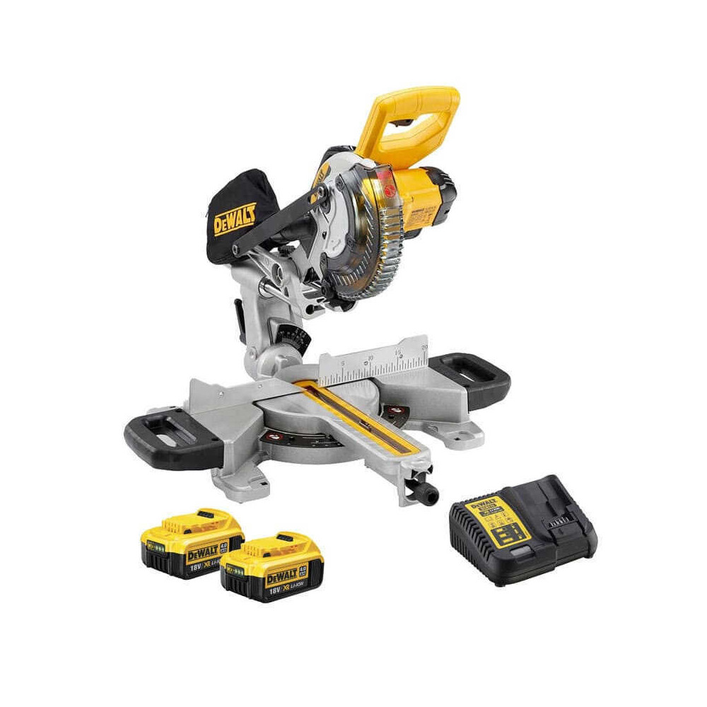 Scie à onglet radiale DeWalt DCS365M2-QW 2 x 4,0 Ah