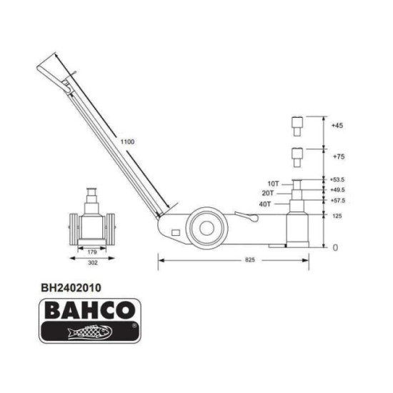 Cric Oléopneumatique 10T/20T/40T Bahco BH2402010