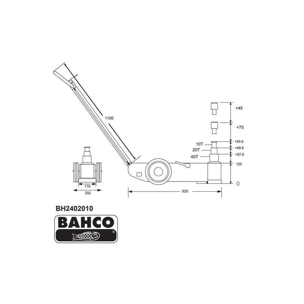 Cric Oléopneumatique 10T/20T/40T Bahco BH2402010