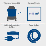 Aspirateur Scheppach 5905701901 1600 W cuve 20 L