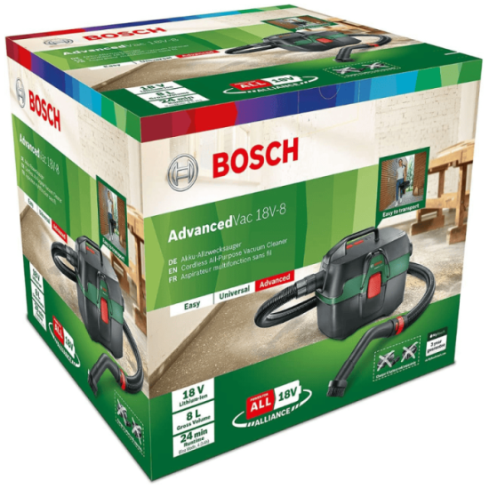 Aspirateur sans fil Bosch DIY 06033E1001 18V cuve 8 L