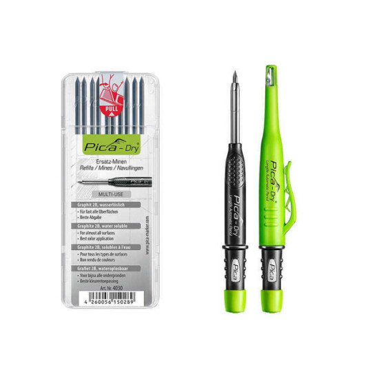 Crayon de chantier avec kit de 10 mines Pica 3030+4030