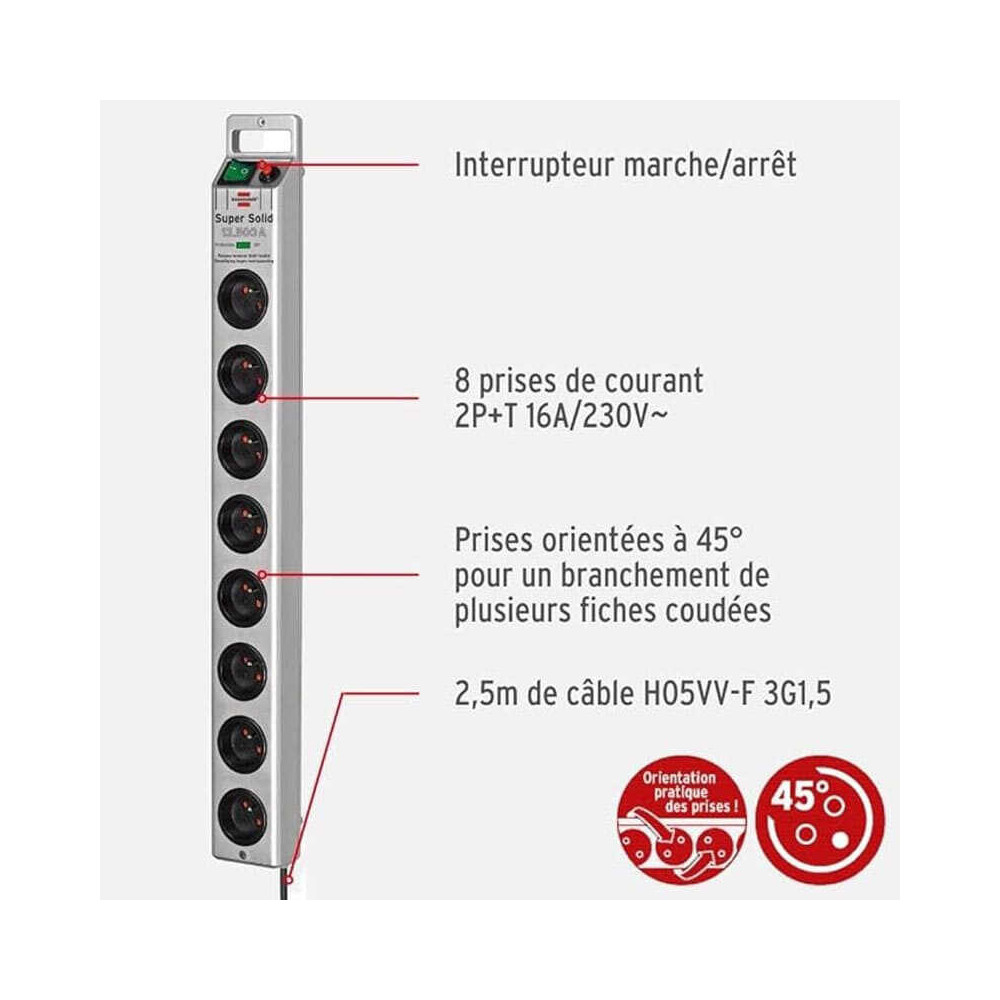 Multiprise Super-Solid 8 prises Brennenstuhl 1153344318