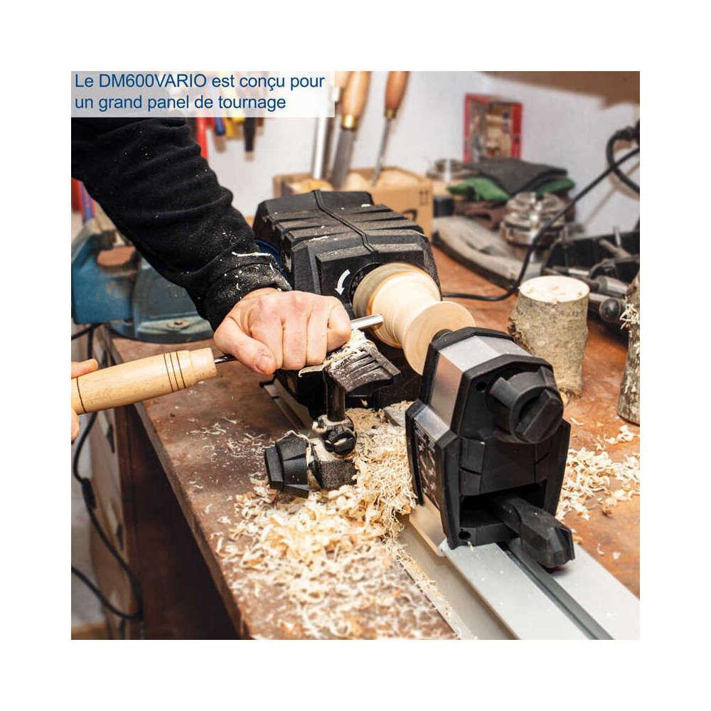 Tour à bois Scheppach DM600VARIO + coffret de gouges