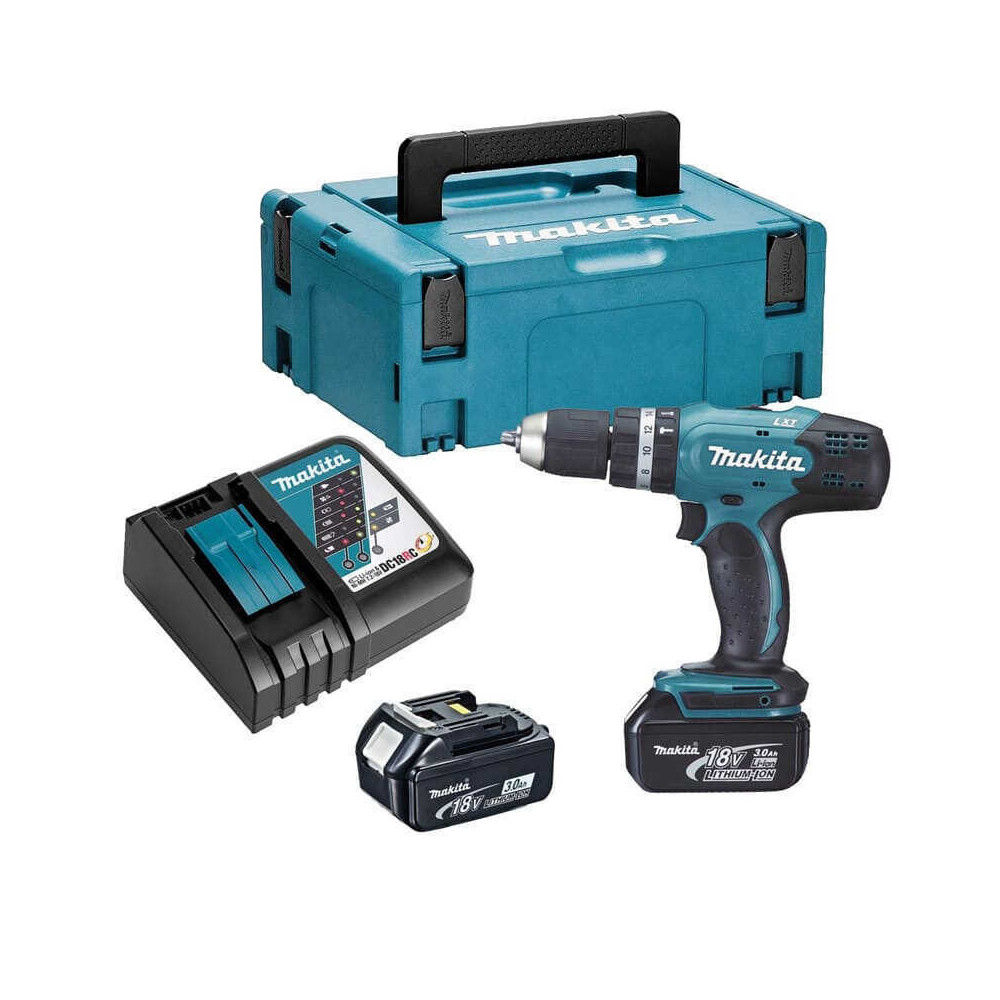 Perceuse à percussion Makita DHP453RFJ 2x3,0 Ah