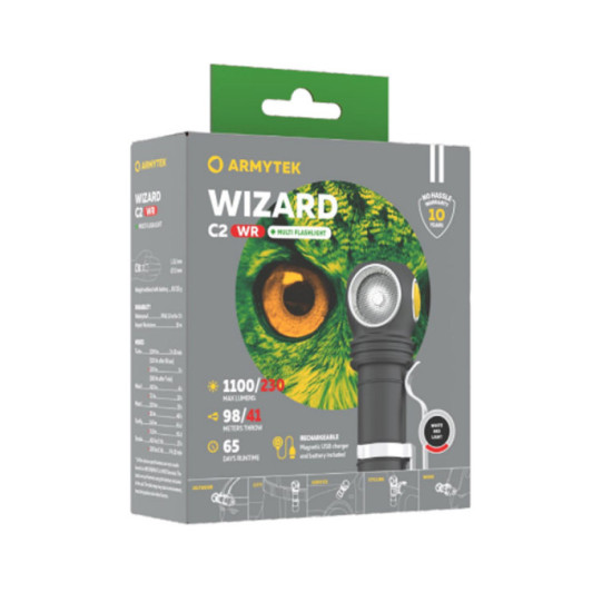 Lampe frontale Armytek F06901W Wizard C2 WR blanc chaud et rouge