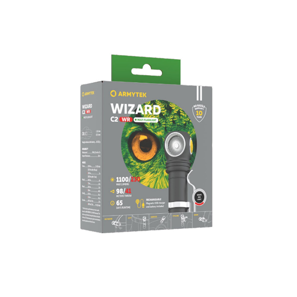 Lampe frontale Armytek F06901W Wizard C2 WR blanc chaud et rouge