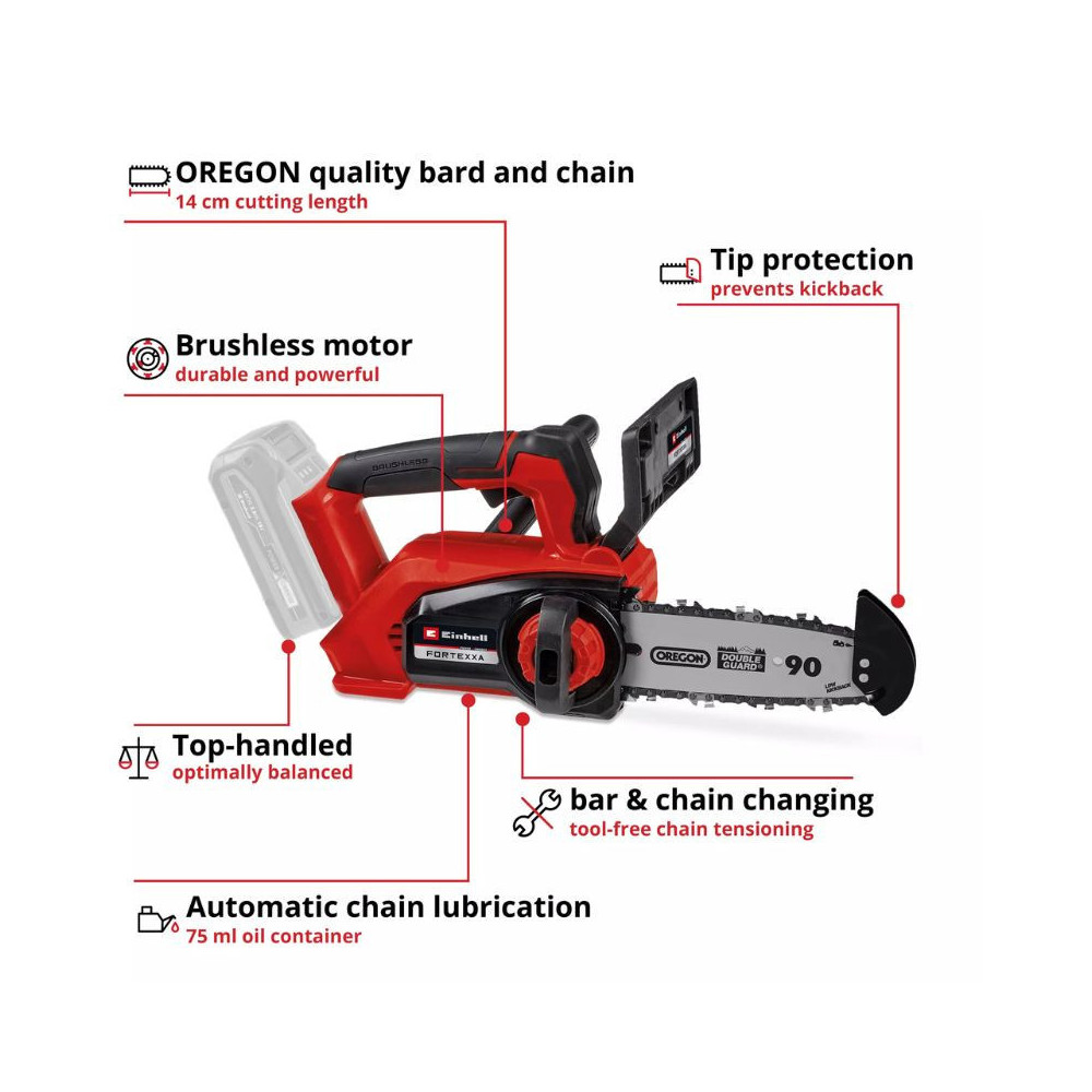 Tronçonneuse Einhell FORTEXXA 18/20 TH 18V guide 20 cm