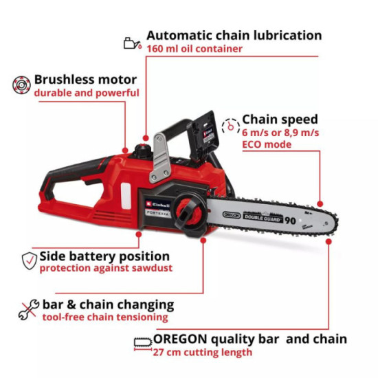 Tronçonneuse Einhell FORTEXXA 18/30 18V guide 30 cm