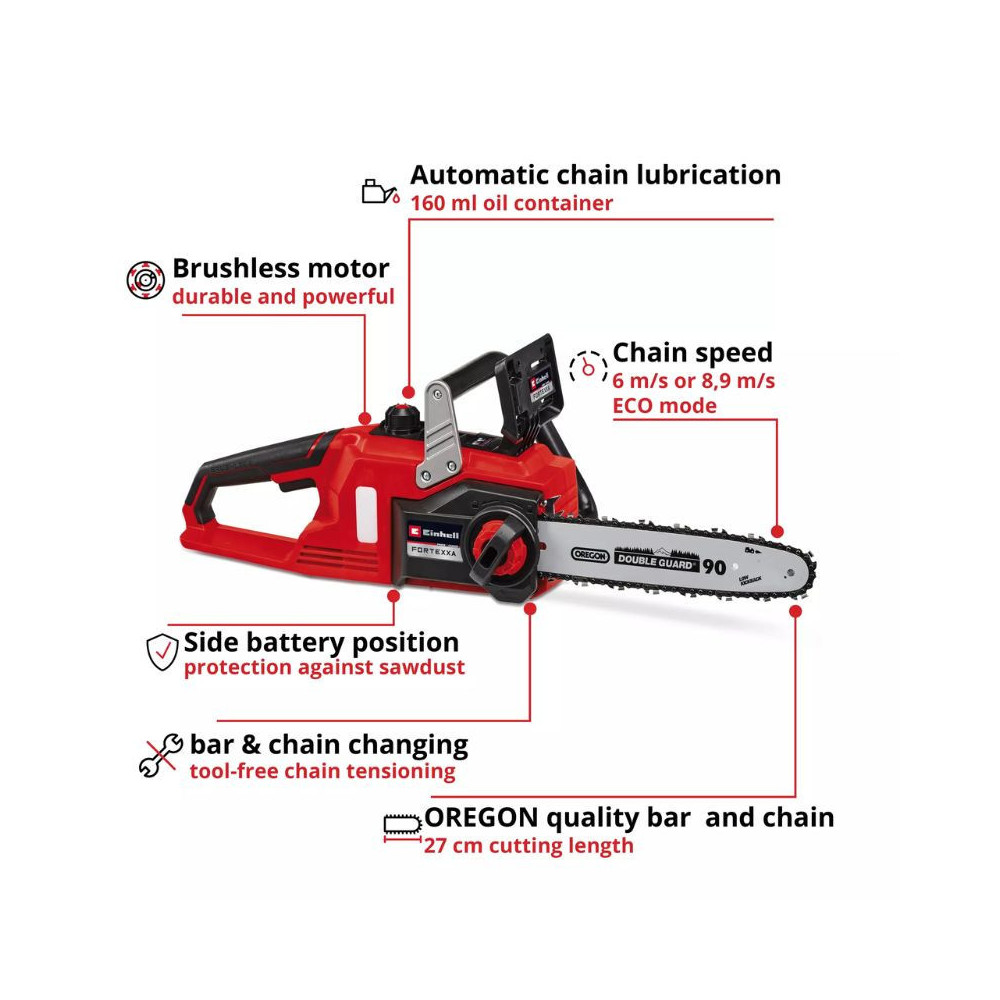 Tronçonneuse Einhell FORTEXXA 18/30 18V guide 30 cm