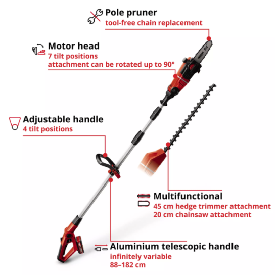 Taille-haies et tronçonneuse Einhell GE-HC 18 Li T Kit