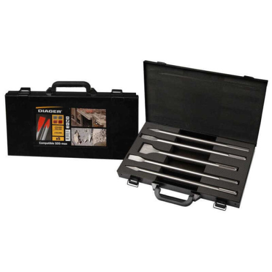 Mallette de burins et pics SDS-Max 5 pcs Diager 315C