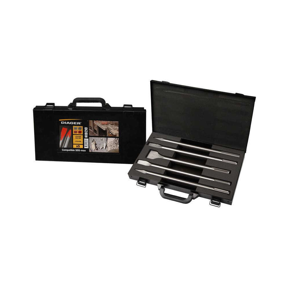 Mallette de burins et pics SDS-Max 5 pcs Diager 315C