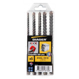 Coffret de forets SDS-Plus 4 taillants O6 à 12 mm 4G4 Diager 112Q