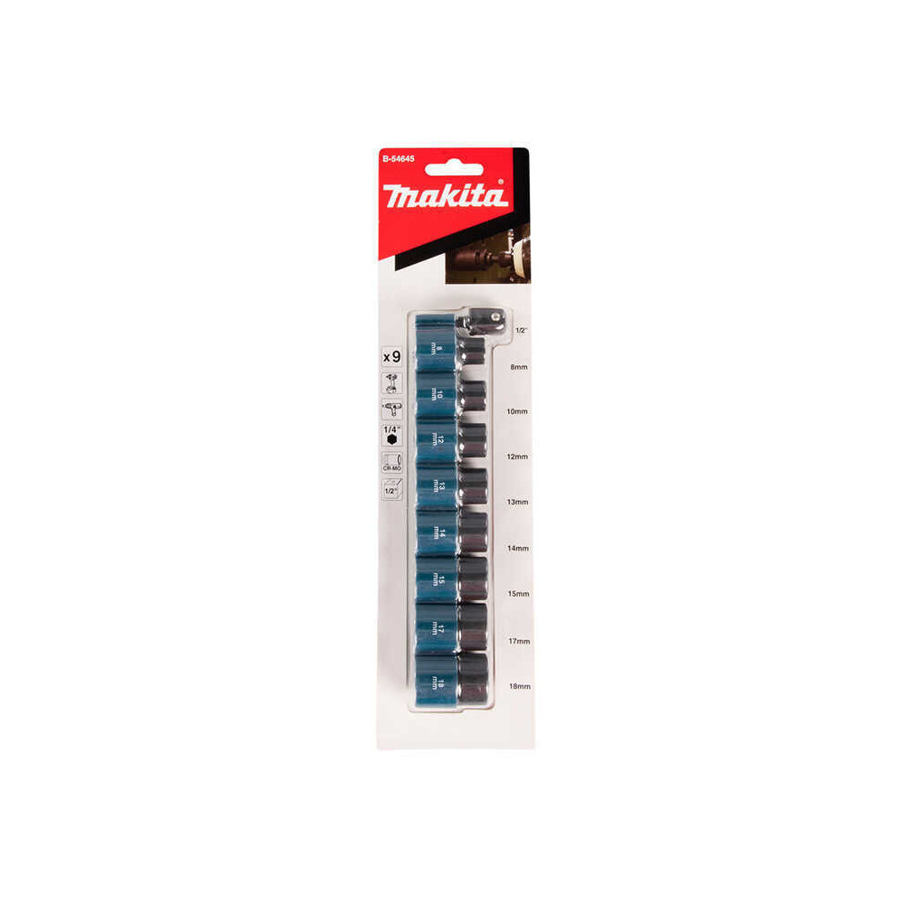Ensemble de 8 douilles avec adaptateur Makita B-54645