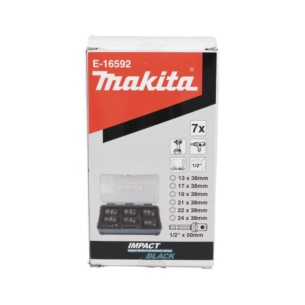 Coffret de 6 douilles IMPACT BLACK + Makita E-16592