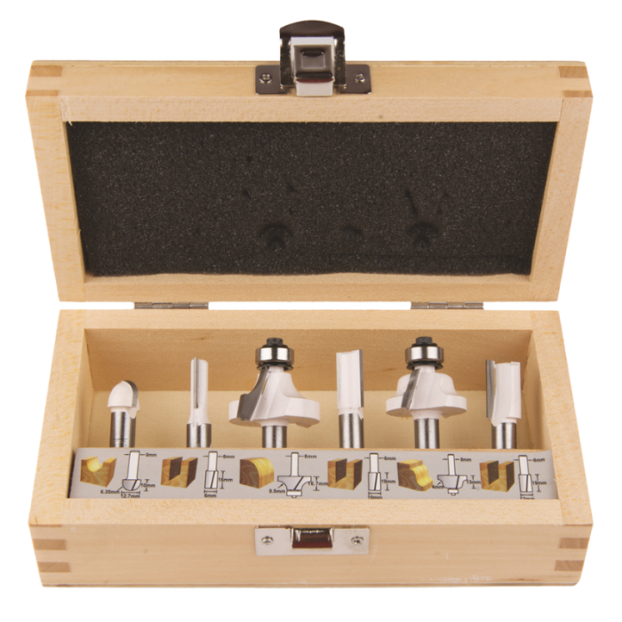 Coffret de 6 Fraises queue de 8 mm Makita D-53540