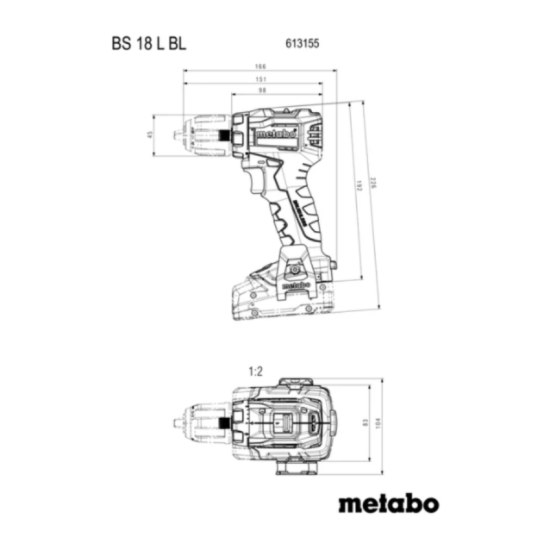 Perceuse visseuse sans fil Metabo 613155800 BS 18 L BL - 65 Nm - 2 batteries 4,0 Ah LiHD - metaBOX