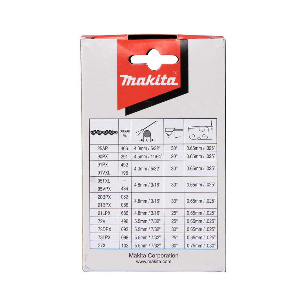 Chaîne 25 cm 90PX 3/8’’ 1,1 mm 40 maillons Makita 191H00-0