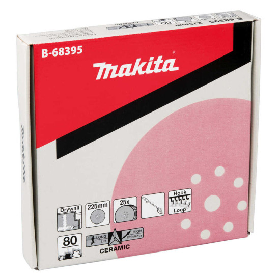 Disques abrasifs Ø 225 mm pour ponceuse pour cloison sèche DSL800 Makita B-68395 - lot de 25