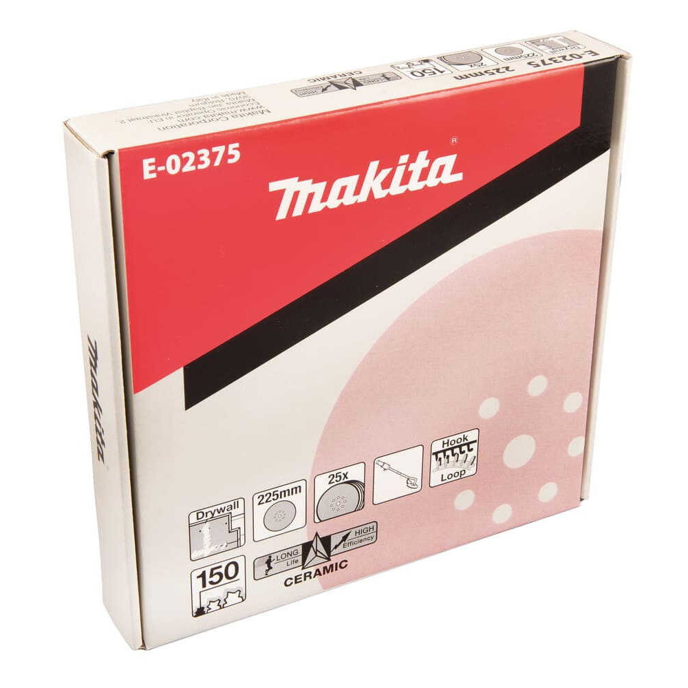Disques abrasifs Ø 225 mm pour ponceuse pour cloison sèche DSL800 Makita E-02375 - lot de 25