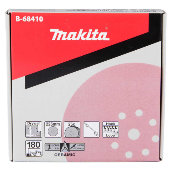 Disques abrasifs Ø 225 mm pour ponceuse pour cloison sèche DSL800 Makita B-68410 - lot de 25
