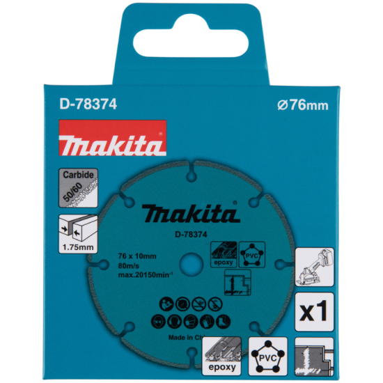 Disque à concrétion de carbure de tungstène Ø 76 mm x 10 mm Makita D-78374 - 76 mm