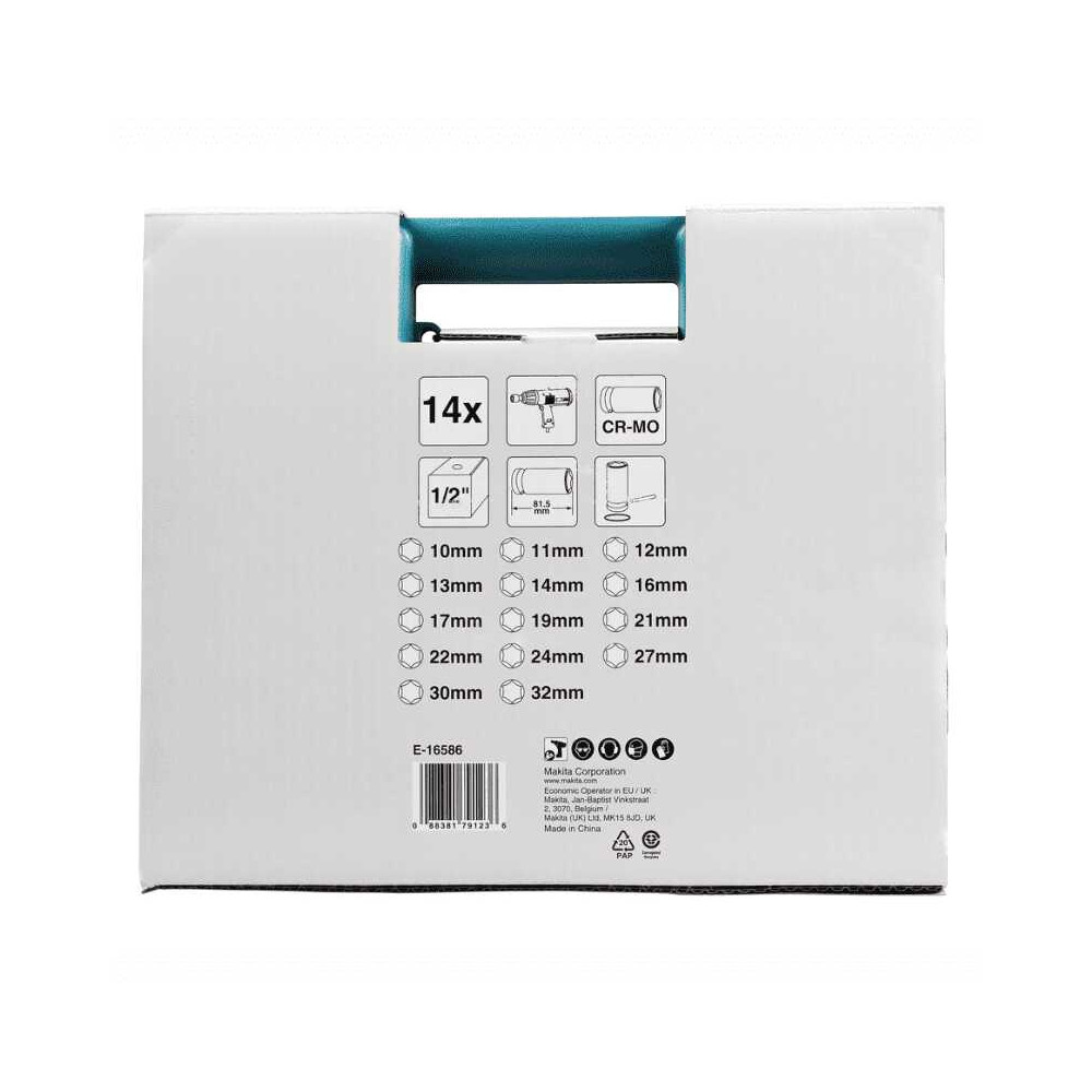 Coffret 14 douilles longues Makita E-16586 IMPACT BLACK - carré 1/2 pouce - 81,5 mm