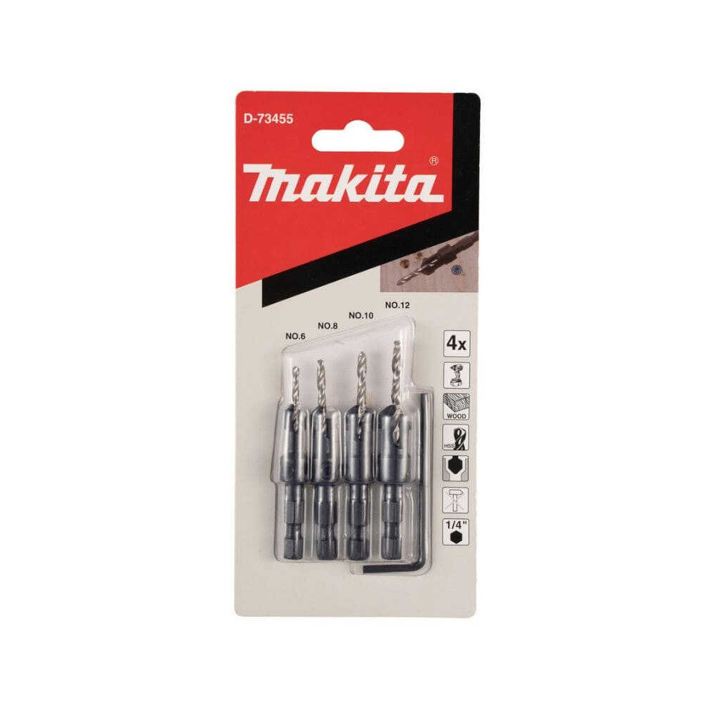 Coffret mèches à chanfreiner Makita D-73455 - 3 / 4 / 5 / 6 mm - 57 / 61 / 65 / 70 mm