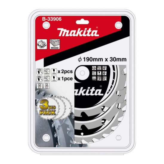 Lot de 3 lames carbure Ø190 mm Makita B-33906