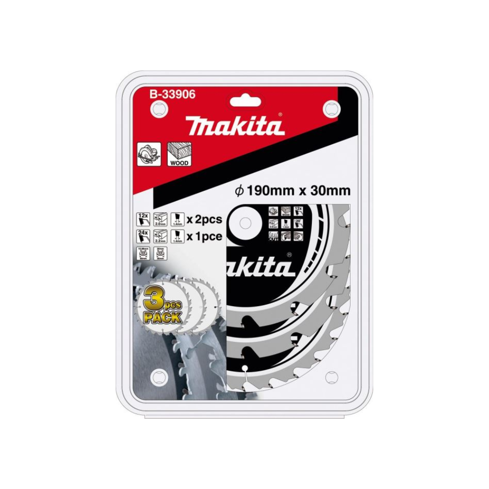Lot de 3 lames carbure Ø190 mm Makita B-33906