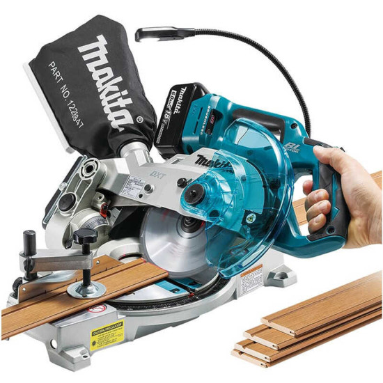 Scie à onglet radiale sans fil Makita DLS600RTE - 18V LXT - Ø165 mm - brushless - 2 batteries 5,0 Ah + chargeur - coffret