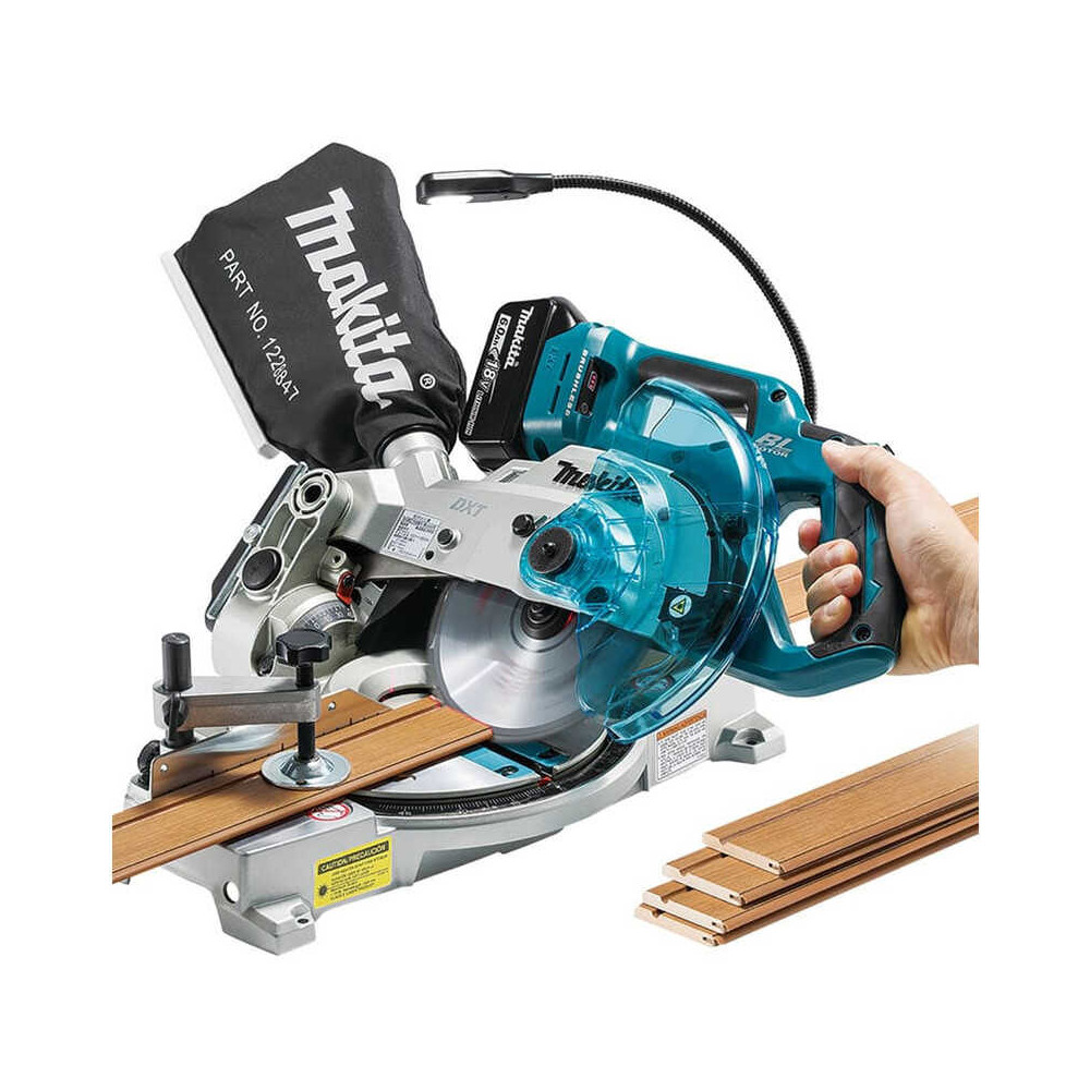 Scie à onglet radiale sans fil Makita DLS600RTE - 18V LXT - Ø165 mm - brushless - 2 batteries 5,0 Ah + chargeur - coffret