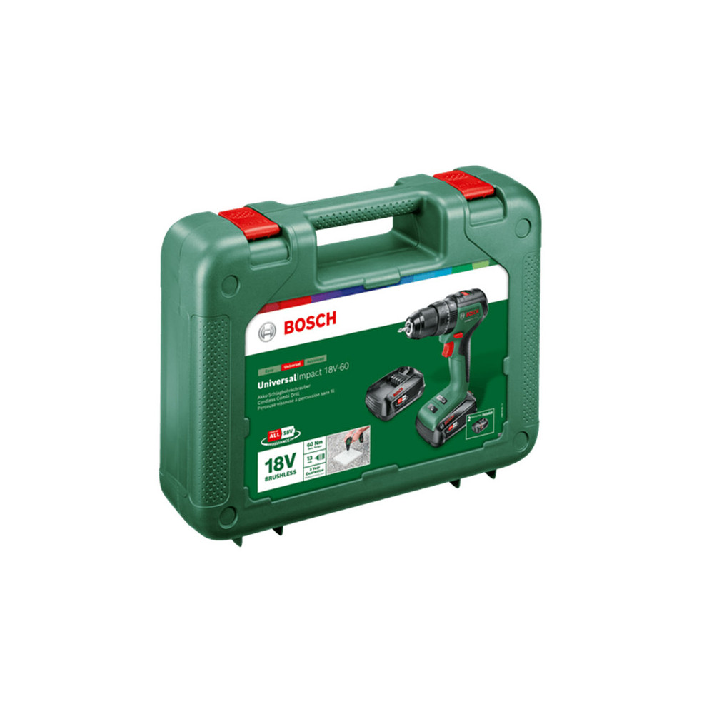 Perceuse à percussion sans fil Bosch 06039D7102 UniversalImpact 18V-60 - 2 batteries 2,0 Ah