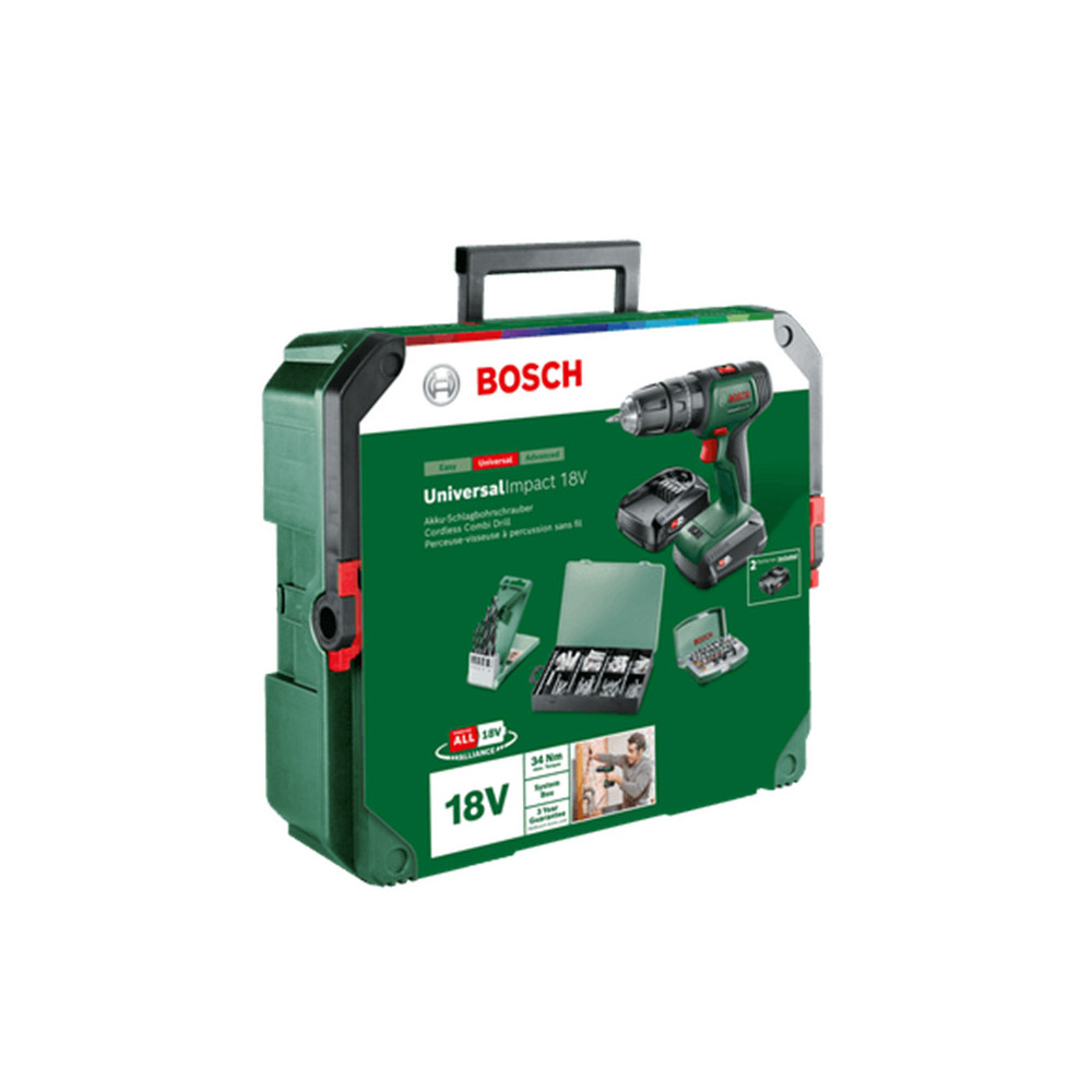 Perceuse à percussion sans fil Bosch 06039D4107 UniversalImpact 18V - 2 batteries 1,5 Ah - SystemBox