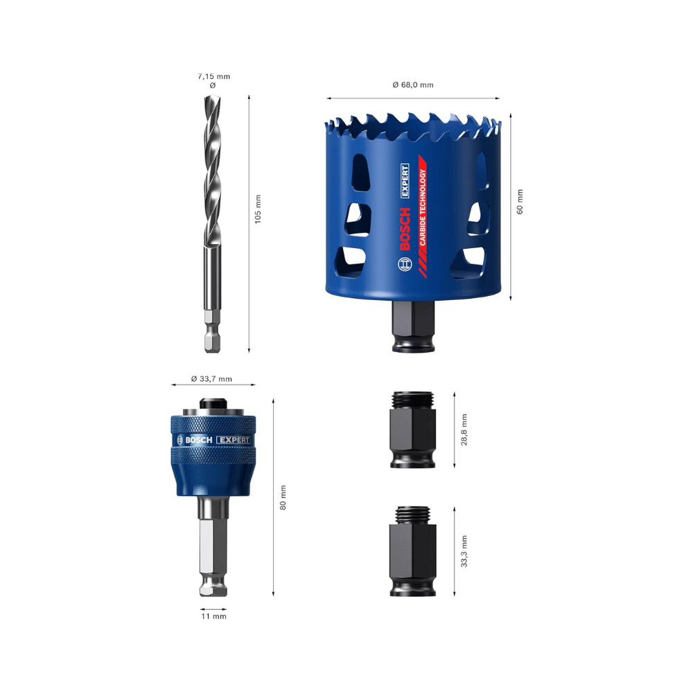 Kit scie-trépan Bosch EXPERT 2608900450 - Ø68 mm - boîtiers électriques