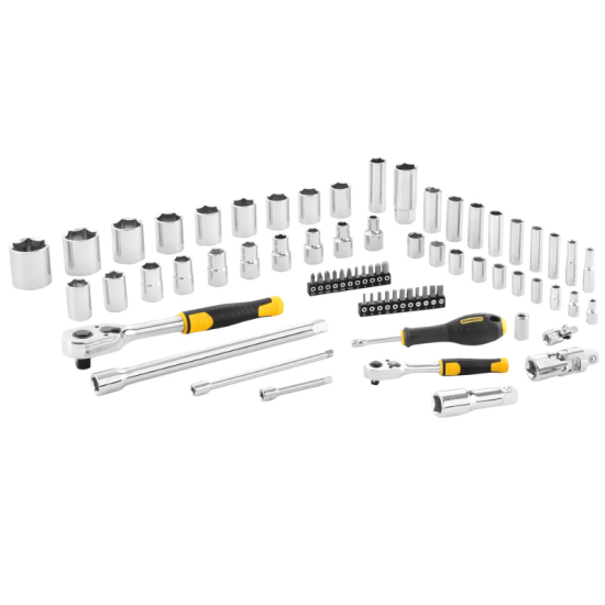 Jeu de cliquets 72 dents et de douilles avec accessoires, 72 pièces 1/4" et 1/2" Stanley STMT82831-1