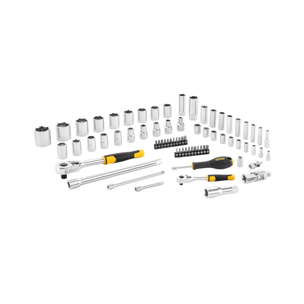 Jeu de cliquets 72 dents et de douilles avec accessoires, 72 pièces 1/4" et 1/2" Stanley STMT82831-1