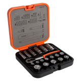 Jeu de douilles et douilles longues 6 pans 3/8'' dimensions métriques + embouts 1/4'' - 51 pièces Bahco S51MC3H