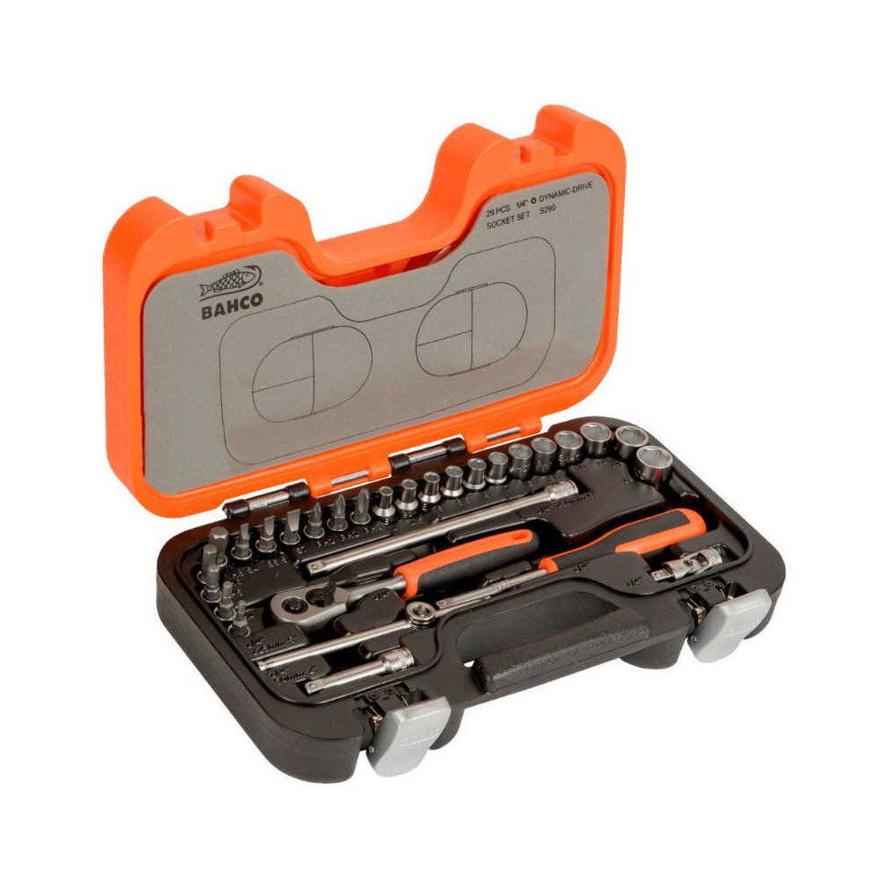 Coffret 29 outils Bahco S290 - douilles et douilles tournevis 1/4 - cliquet 60 dents