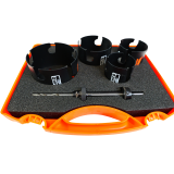 Coffret 4 scies trépans Superior multi-matériaux + arbre Bahco 3833-PROMOSET-2 - jusqu'à Ø 114 mm