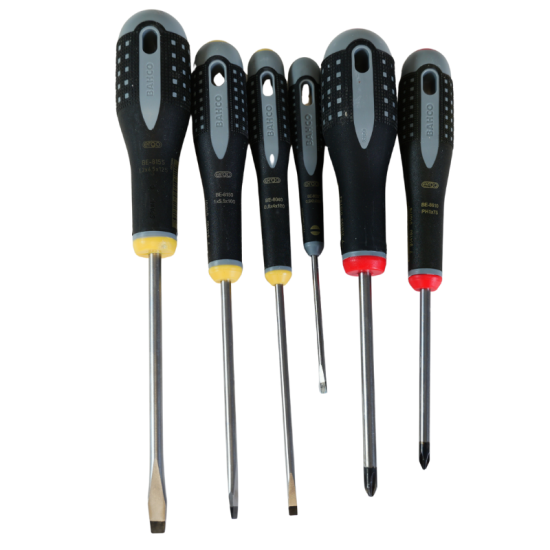 Jeu de 6 tournevis ERGO Bahco ERGO.006 - 4 plats et 2 Phillips PH1 et PH2