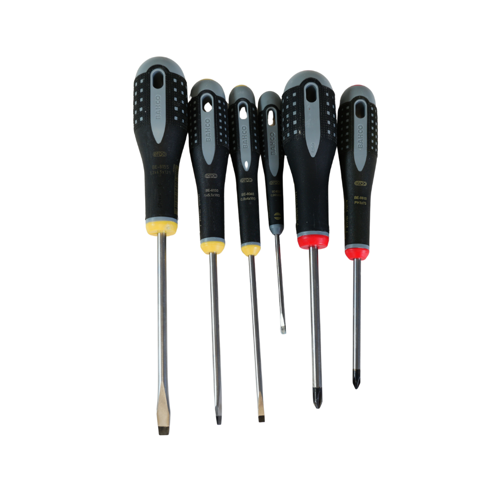 Jeu de 6 tournevis ERGO Bahco ERGO.006 - 4 plats et 2 Phillips PH1 et PH2