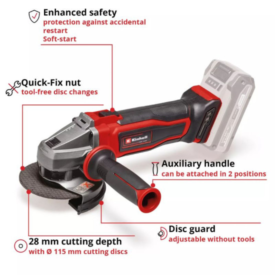 Meuleuse d'angle sans fil Einhell 4431165 TE-AG 18/115 Q Li Solo